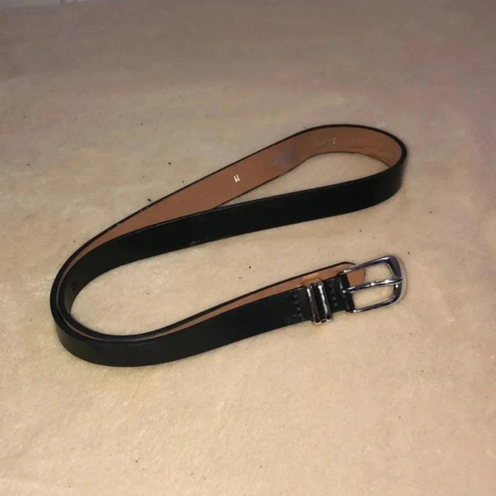 Italian Genuine Leather Belt  Black with silver buckle  34" not counting buckle